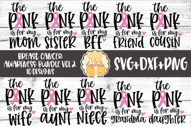Breast Cancer Awareness Bundle Vol 2 - SVG PNG DXF Cut Files SVG Cheese Toast Digitals