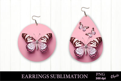 Breast Cancer Awareness. Butterfly Earrings Sublimation Sublimation Olga Terlyanskaya 