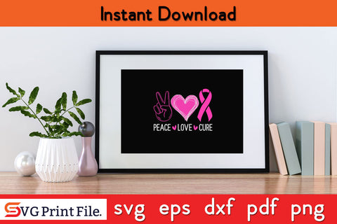 Breast Cancer Awareness Costume Pink Peace Love Cure Faith Awareness SVG PNG Cutting File SVG SVG Print File 