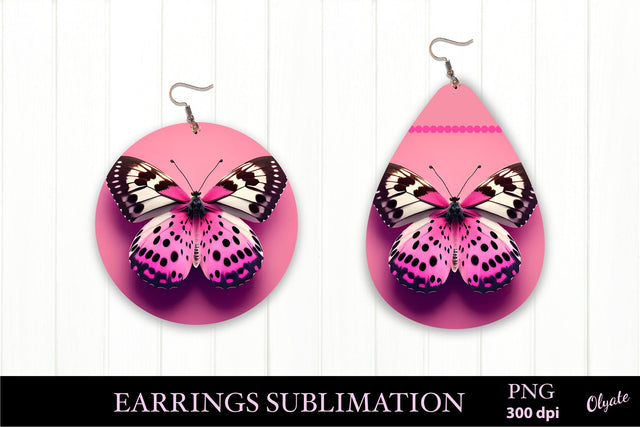 Breast Cancer Awareness. Earrings Teardrop And Round Sublimation Olga Terlyanskaya 