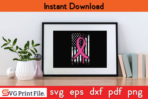 Breast Cancer Awareness Flag SVG PNG Cricut Silhouette Cut File SVG SVG Print File 