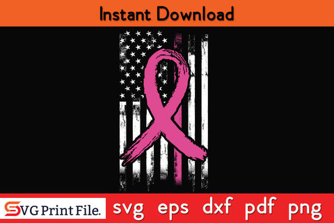 Breast Cancer Awareness Flag SVG PNG Cricut Silhouette Cut File SVG SVG Print File 