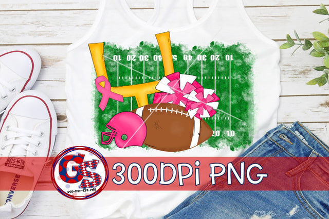 Breast Cancer Awareness Football Field PNG for Sublimation Sublimation Greedy Stitches 