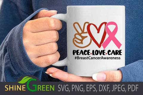 Breast Cancer Awareness - Peace Love Care SVG SVG Shine Green Art 