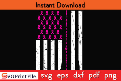 Breast Cancer Awareness Pink Ribbon Flag SVG PNG Cricut Silhouette Cut File SVG SVG Print File 
