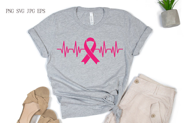 Breast Cancer Awareness | Pink Ribbon with heartbeat SVG Pfiffen's World 