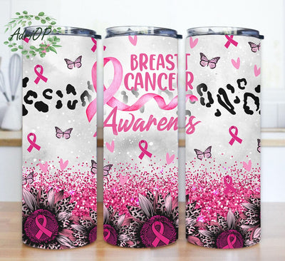 Breast Cancer Awareness Ribbon 20 oz Skinny Tumbler Sublimation AdriOP 
