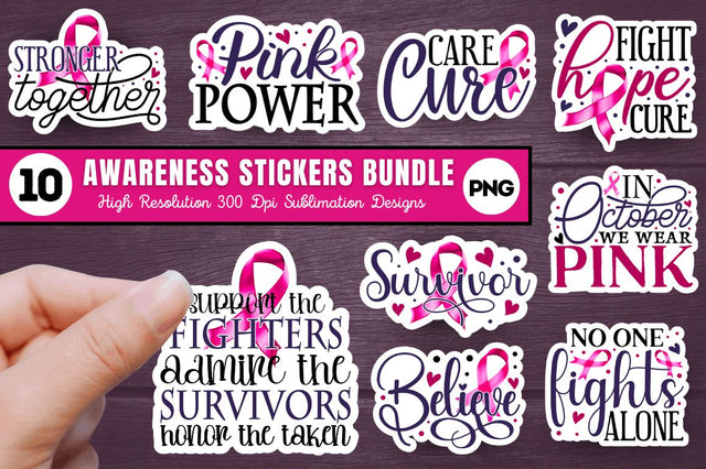 Breast Cancer Awareness Stickers Bundle Sublimation Regulrcrative 