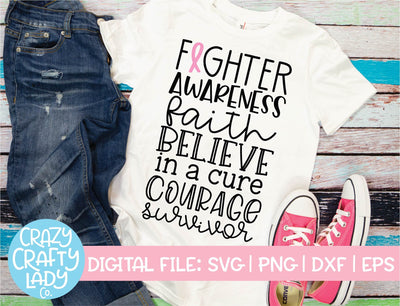 Breast Cancer Awareness Subway Art Quote SVG Cut File SVG Crazy Crafty Lady Co. 