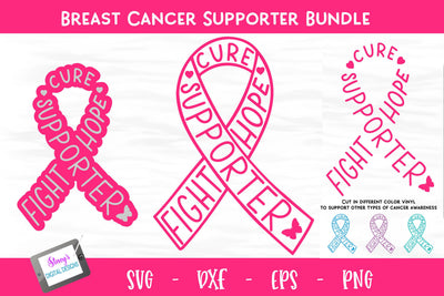 Breast Cancer Awareness SVG- Breast Cancer Ribbon -Supporter SVG Stacy's Digital Designs 