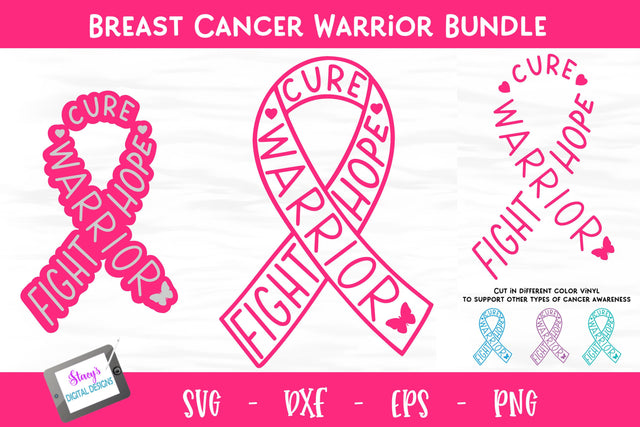 Breast Cancer Awareness SVG- Breast Cancer Ribbon - Warrior SVG Stacy's Digital Designs 