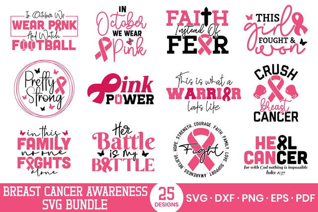 Breast Cancer Awareness SVG Bundle Vol.3 SVG CraftLabSVG 