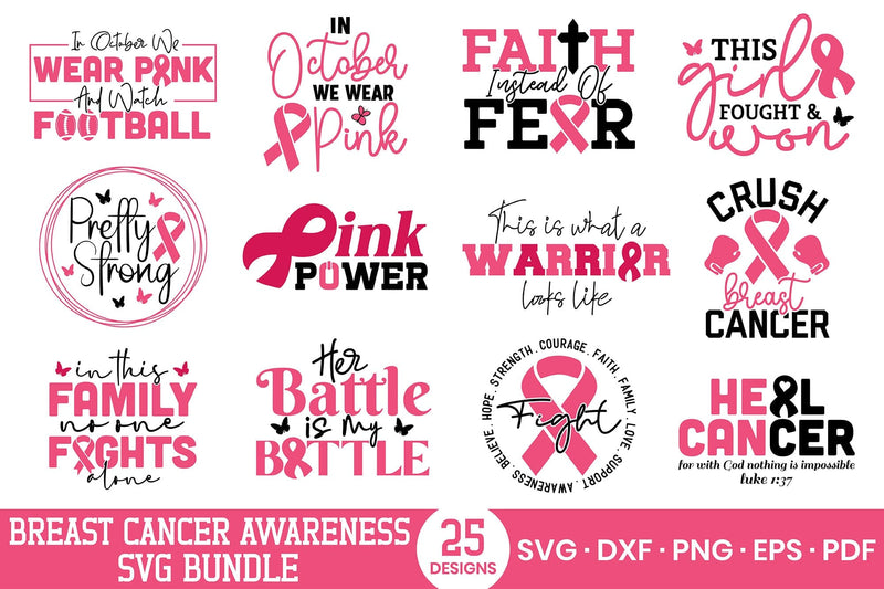 Breast Cancer Awareness SVG Bundle Vol.3 SVG CraftLabSVG 