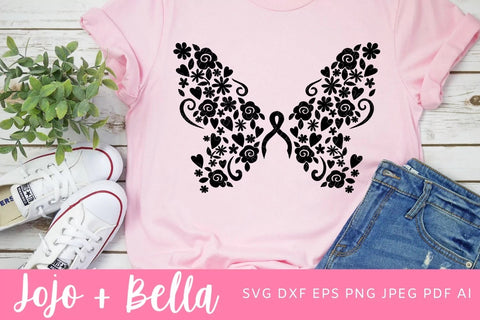 Breast Cancer Awareness svg, cancer svg, breast cancer aware svg, cancer ribbon svg, butterfly svg, cancer fighter svg, cancer awareness svg SVG Jojo&Bella 