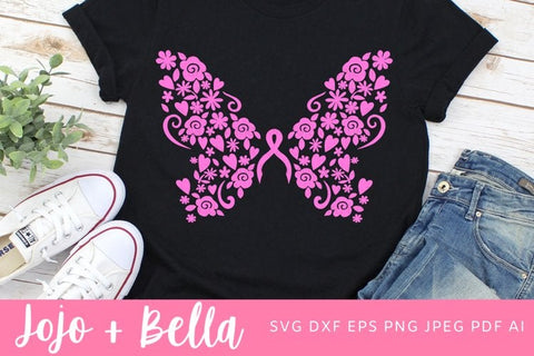Breast Cancer Awareness svg, cancer svg, breast cancer aware svg, cancer ribbon svg, butterfly svg, cancer fighter svg, cancer awareness svg SVG Jojo&Bella 