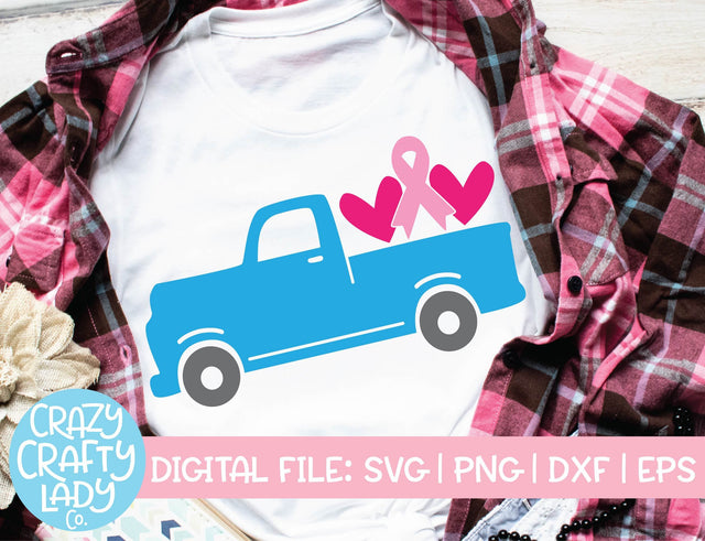 Breast Cancer Awareness Truck SVG Cut File SVG Crazy Crafty Lady Co. 