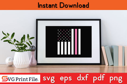 Breast Cancer Awareness USA Flag SVG PNG Cricut Silhouette Cut File SVG SVG Print File 