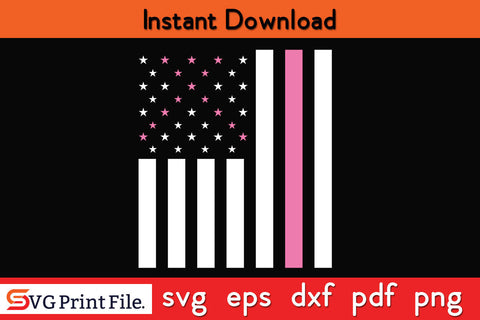 Breast Cancer Awareness USA Flag SVG PNG Cricut Silhouette Cut File SVG SVG Print File 