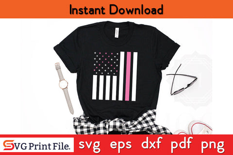 Breast Cancer Awareness USA Flag SVG PNG Cricut Silhouette Cut File SVG SVG Print File 