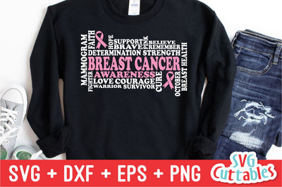 Breast Cancer Awareness Word Art svg - Subway Art - svg - dxf - eps - png - Cut File - Silhouette - Cricut - Digital Download SVG Svg Cuttables 