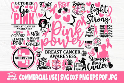 Breast Cancer Bundle SVG, Cancer Quotes Svg, Png SVG TonisArtStudio 
