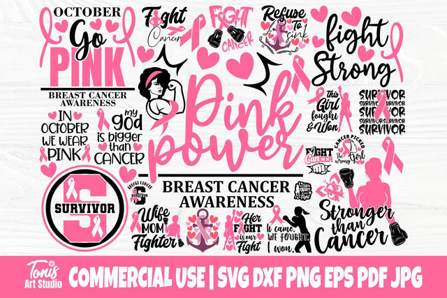 Breast Cancer Bundle SVG, Cancer Quotes Svg, Png SVG TonisArtStudio 