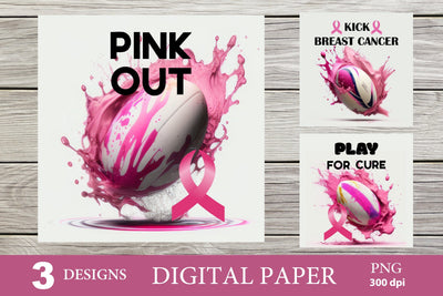 Breast Cancer Digital Paper. Football Clipart PNG Sublimation Olga Terlyanskaya 