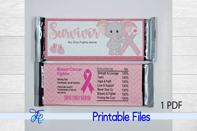 Breast Cancer Elephant Candy Bar Wrap Digital Pattern Family Creations 