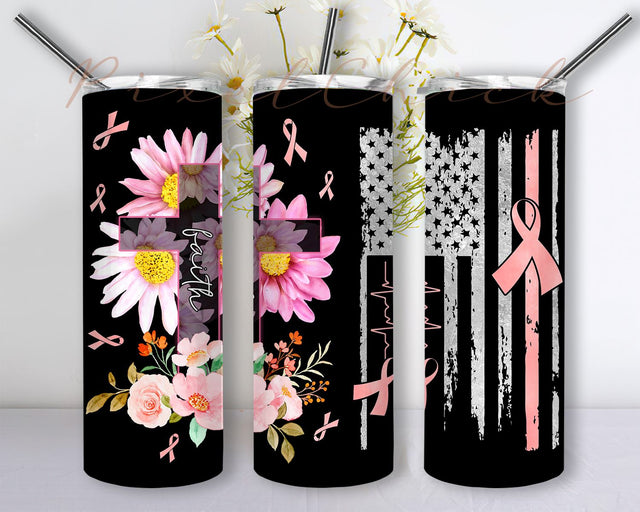 Breast Cancer Faith 20oz Skinny Tumbler Sublimation Designs, Straight/Tapered Tumbler Design, PNG Digital Download Sublimation PixelChick 
