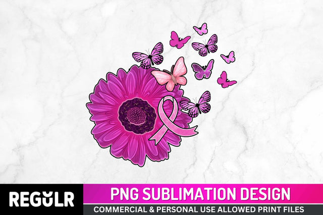 Breast Cancer Flower Sublimation PNG, Breast Cancer Sublimation Design Sublimation Regulrcrative 