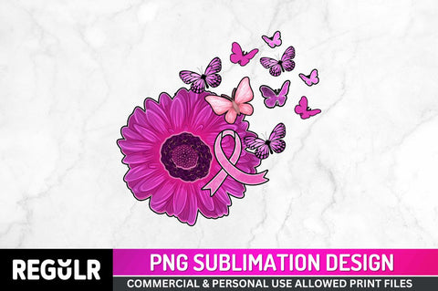 Breast Cancer Flower Sublimation PNG, Breast Cancer Sublimation Design Sublimation Regulrcrative 
