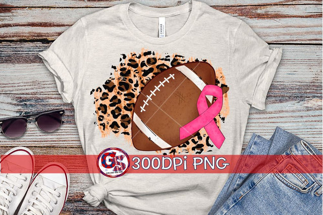 Breast Cancer Football Leopard Print PNG Sublimation Sublimation Greedy Stitches 