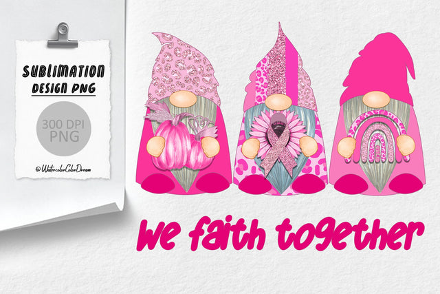 Breast Cancer Gnomes Bundle | October pink Sublimation Sublimation WatercolorColorDream 