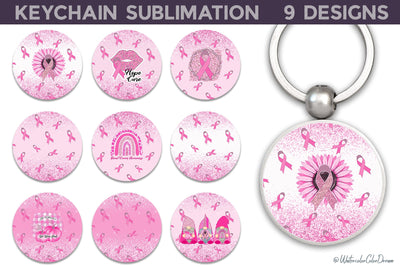 Breast Cancer Keychain Bundle Sublimation WatercolorColorDream 
