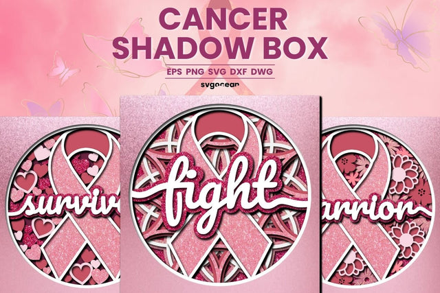 Breast Cancer Layered SVG | Shadowbox | Lightbox SVG SvgOcean 