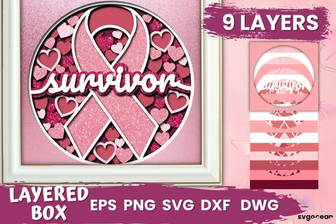 Breast Cancer Layered SVG | Shadowbox | Lightbox SVG SvgOcean 
