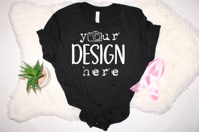 Breast Cancer Mockups, Black T-shirt Mock Up, Digital Mock Ups, On sale, Flat Lays Picture Styled,Template, Bella Canvas,Photo,Jpeg Download Mock Up Photo ArtStudio 