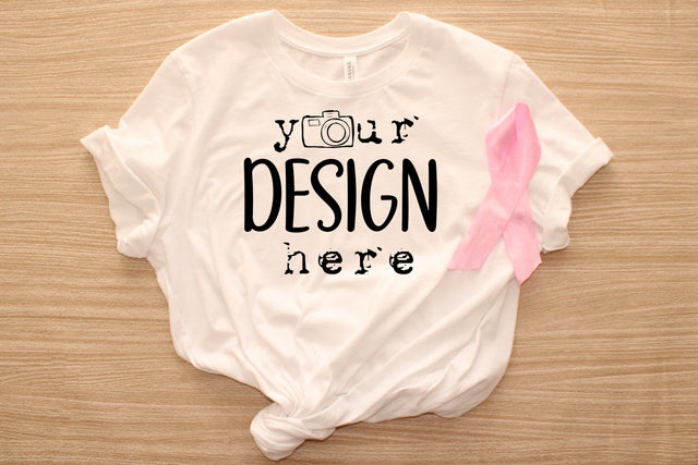 Breast Cancer Mockups, White T-shirt Mock Up, Digital Mock Ups, On sale, Flat Lays Picture Styled,Template, Bella Canvas,Photo,Jpeg Download Mock Up Photo ArtStudio 