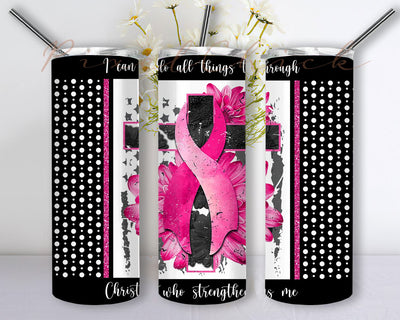 Breast Cancer Pink Tumbler Wrap 20oz Skinny Tumbler Design Sublimation Design, Breast Cancer Awareness Pink Tumbler Sublimation PixelChick 