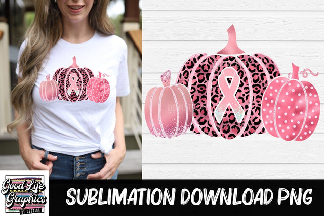 Breast cancer pumpkins sublimation PNG Sublimation Good Life Graphics By Jessica 