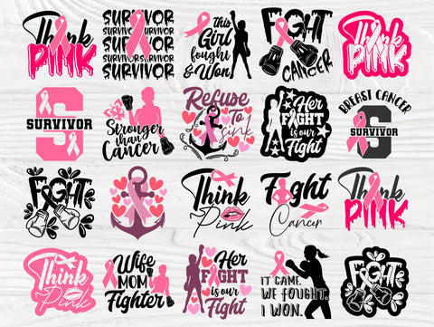 Breast Cancer Quotes, SVG Bundle, Fight Cancer, Survivor Svg SVG TonisArtStudio 