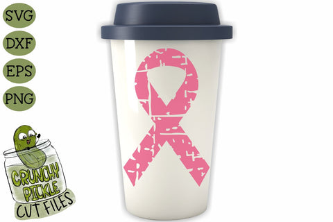 Breast Cancer Ribbon Distressed SVG File SVG Crunchy Pickle 