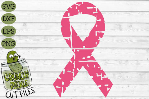 Breast Cancer Ribbon Distressed SVG File SVG Crunchy Pickle 