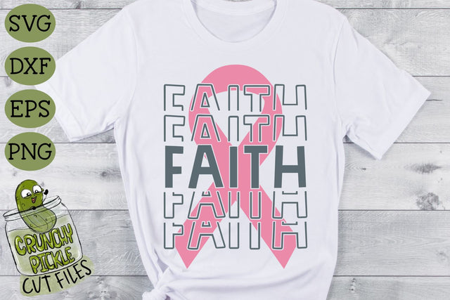 Breast Cancer Ribbon Faith SVG File SVG Crunchy Pickle 