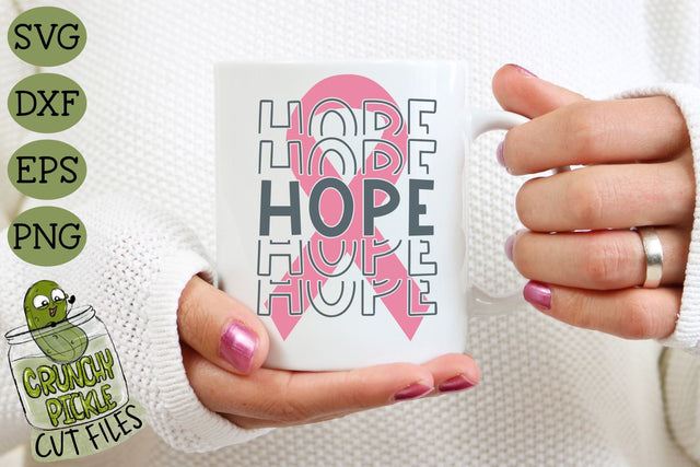 Breast Cancer Ribbon Hope SVG File SVG Crunchy Pickle 