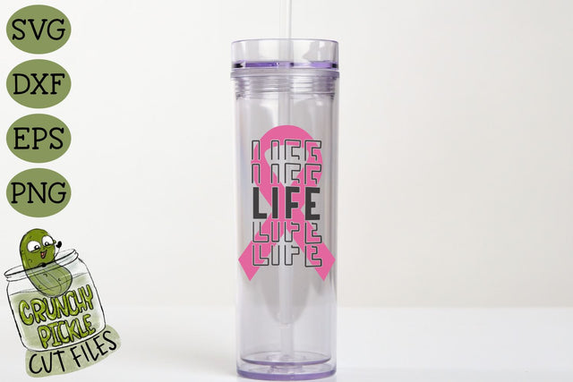 Breast Cancer Ribbon Life SVG File SVG Crunchy Pickle 