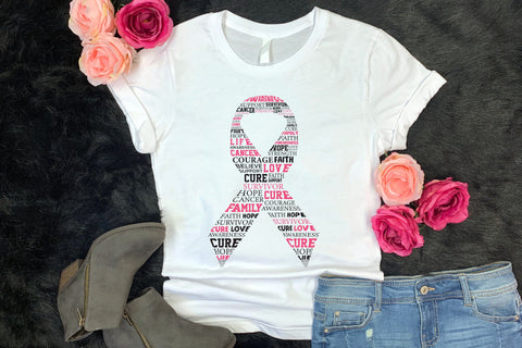 Breast Cancer Ribbon Typography SVG Design SVG CraftLabSVG 