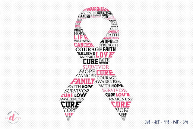 Breast Cancer Ribbon Typography SVG Design SVG CraftLabSVG 