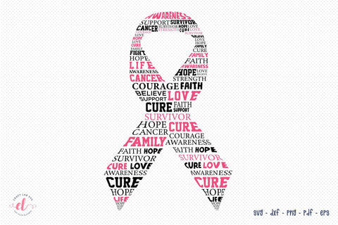 Breast Cancer Ribbon Typography SVG Design SVG CraftLabSVG 