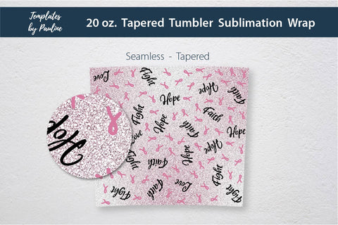 Breast Cancer Seamless 20 oz Skinny Tumbler Wrap, Sublimation PNG Sublimation Templates by Pauline 